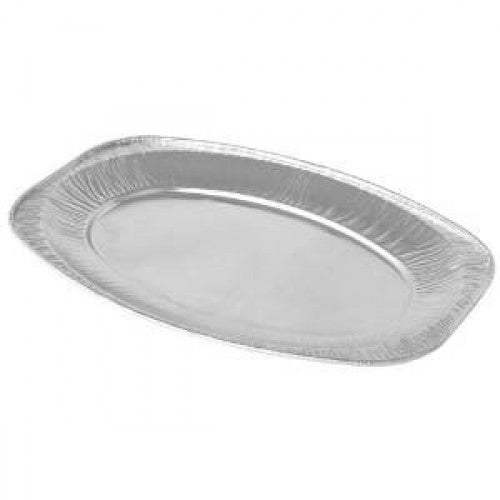 Medium 14" Oval Foil Platters Silver